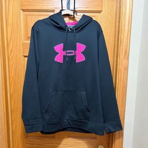Under Armour Black Hoodie with Vibrant Pink Emblem